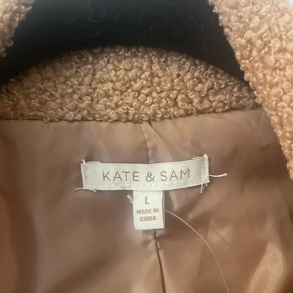 KATE & SAM Coat Large Faux Fur Super Soft Teddy Bear Brown - Picture 3 of 5